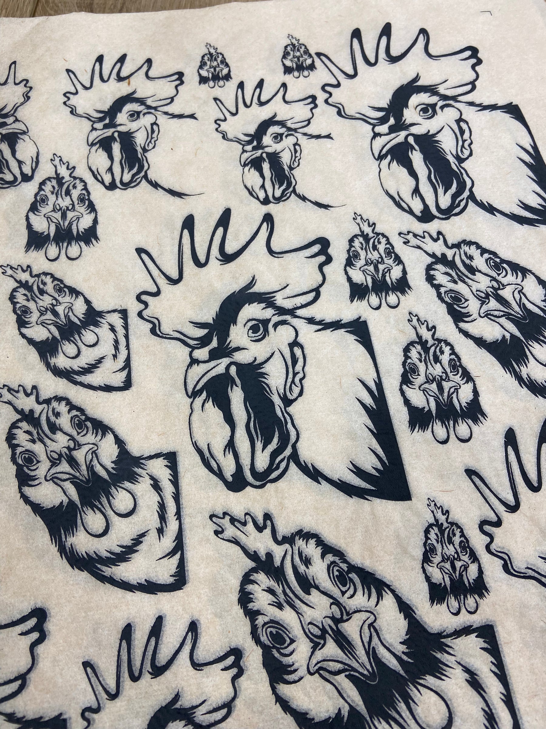 Chickens Peeking - Underglaze Transfer Sheet