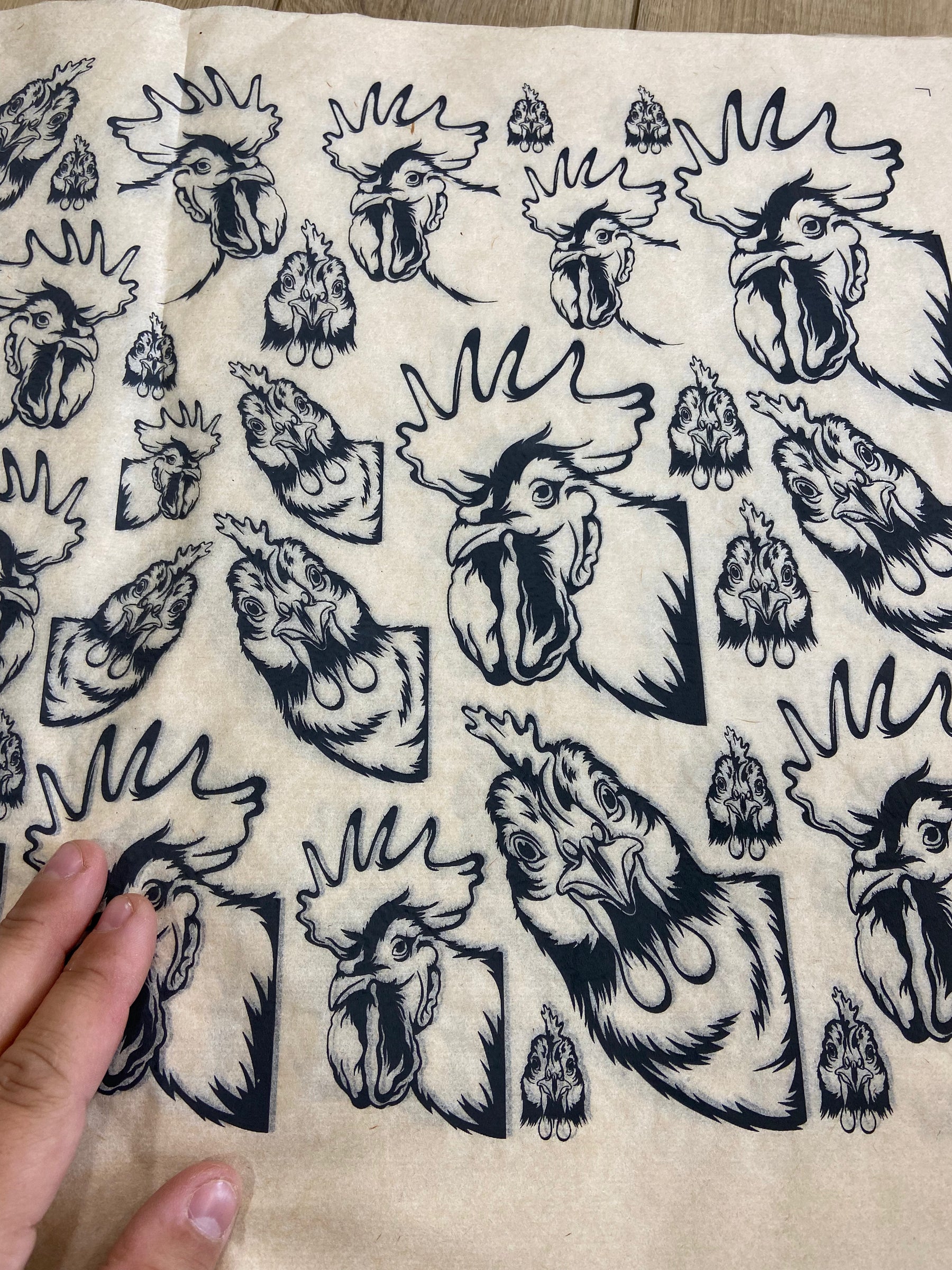 Chickens Peeking - Underglaze Transfer Sheet